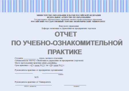 Отчет о прохождении учебной практики (экономика предприятия)